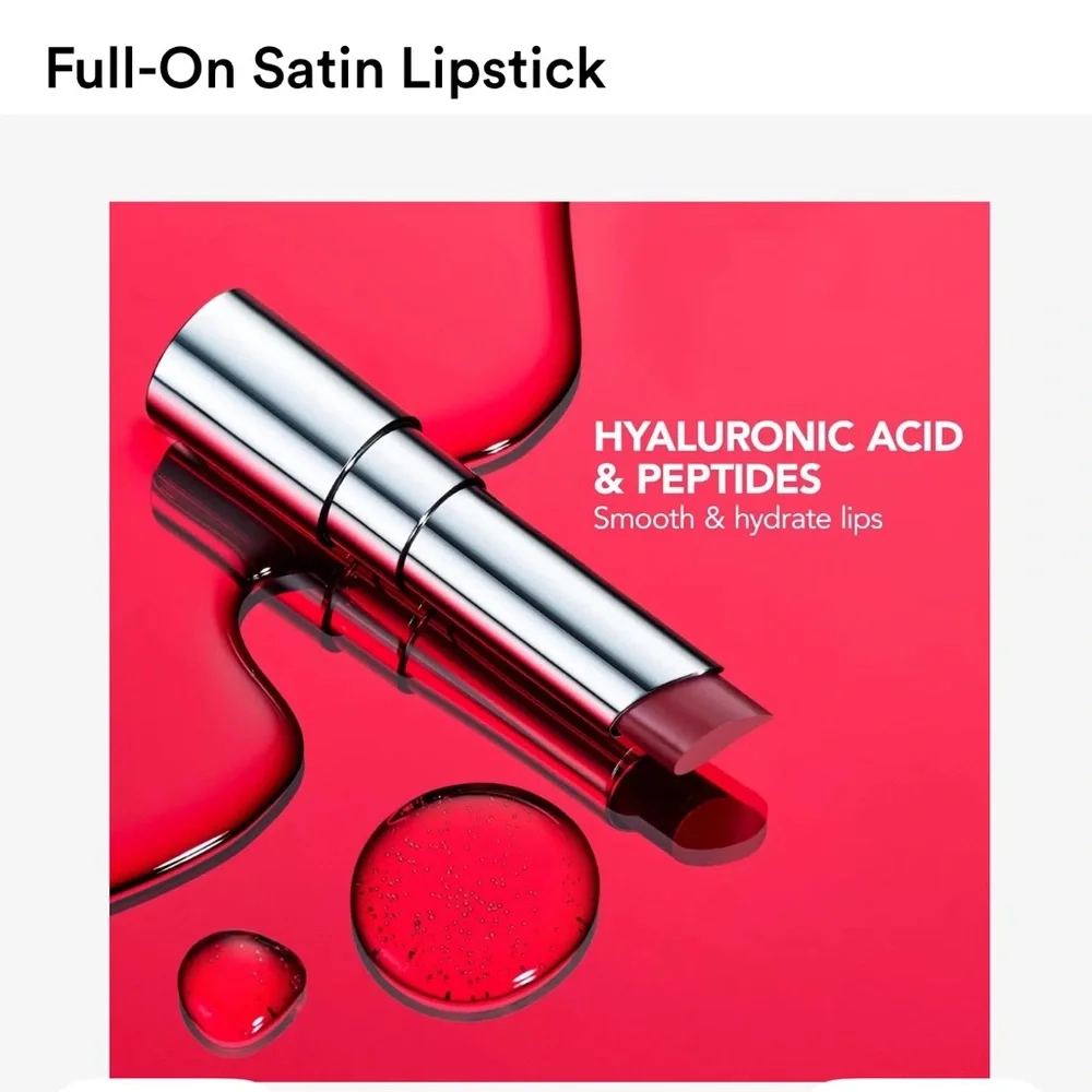 Buxom Full-On Plumping Red Satin Lipstick (Color: Sexy Vamp, Boysenberry Red)